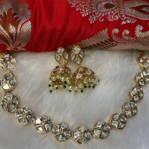 KUNDAN WITH PEARL JHUMKI NECKLACE SET