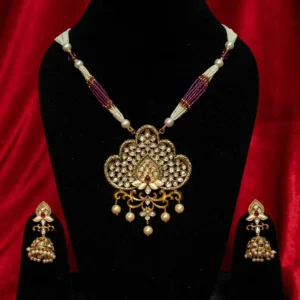 Antique Gold Kundan Polki Long Set, Artificial jewlllery.