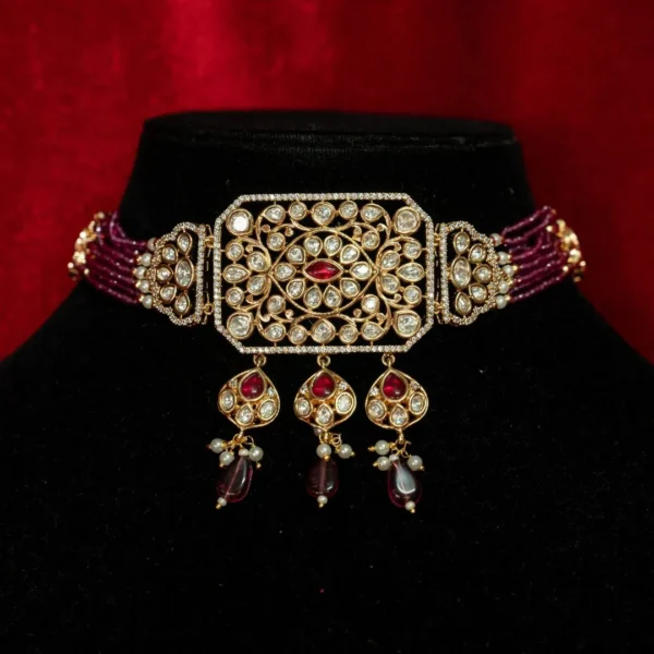 CHOKAR DIAMOND KUNDAN POLKI RUBY SET